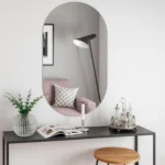 Espelho Oval Orgânico 80x50cm LED Quente ou Frio p/ Banheiro Quarto Sala - Grande para Parede c/ Fio