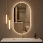 Espelho Oval Orgânico 80x50cm LED Quente ou Frio p/ Banheiro Quarto Sala - Grande para Parede c/ Fio - Imagem 4