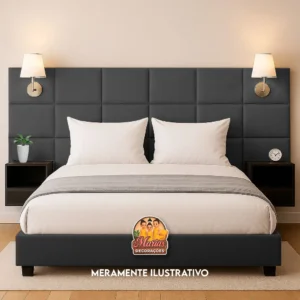 Cama box com cabeceira estofada moderna.